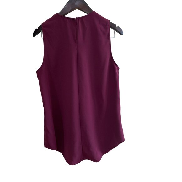 Theory Sleeveless Burgundy Urban Crepe Blouse L 100% Polyester Womens Top - Picture 7 of 8